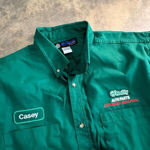 UniFirst Work Shirt Mens XL Green O'Reilly Auto Parts Casey Patch Mechanic
